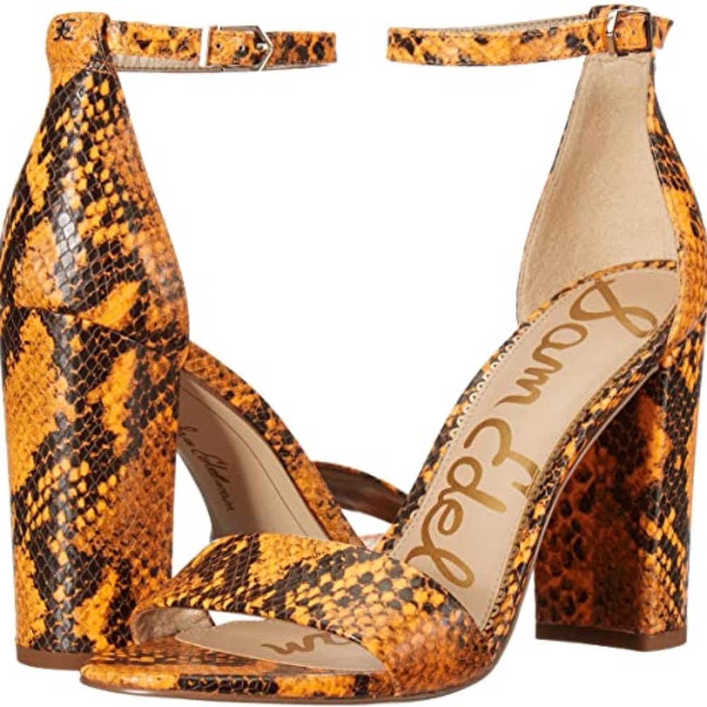 NWOT Sam Edelman “Yaro” Orange Snake Heels